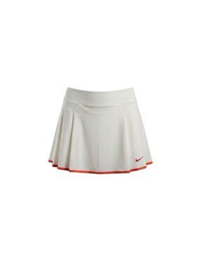 Nike Womens White & Orange Dri-Fit Athletic Pleated Skort Polyester Blend Size L